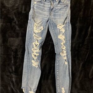 American Eagle Outfitters Light Blue Distressed Skinny Jeans
